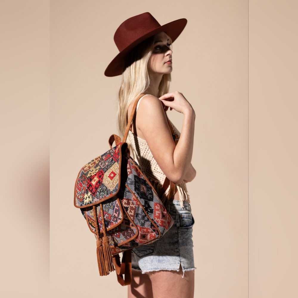 Embroidered Backpack - Unique Artisan Embellished Ethnic Look -Fully Fine Cotton - Picture 16 of 16